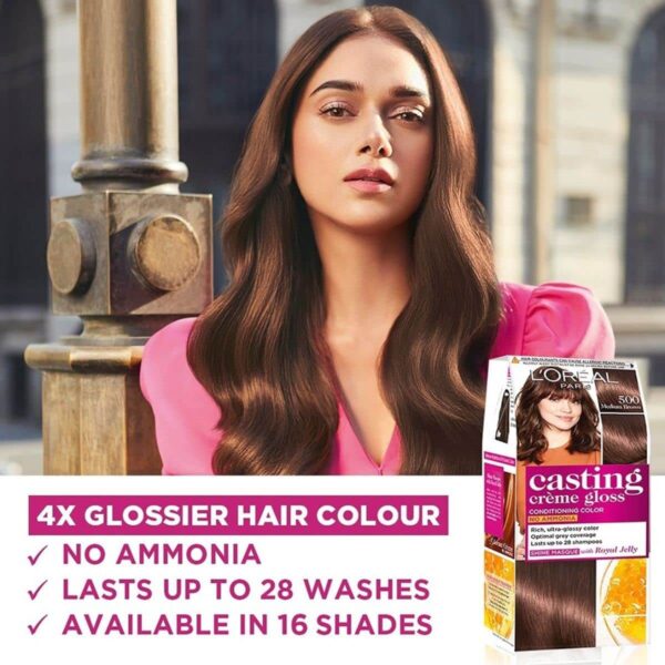L'Oréal Paris Semi-Permanent Medium Brown 500, 87.5g+72ml - Image 4