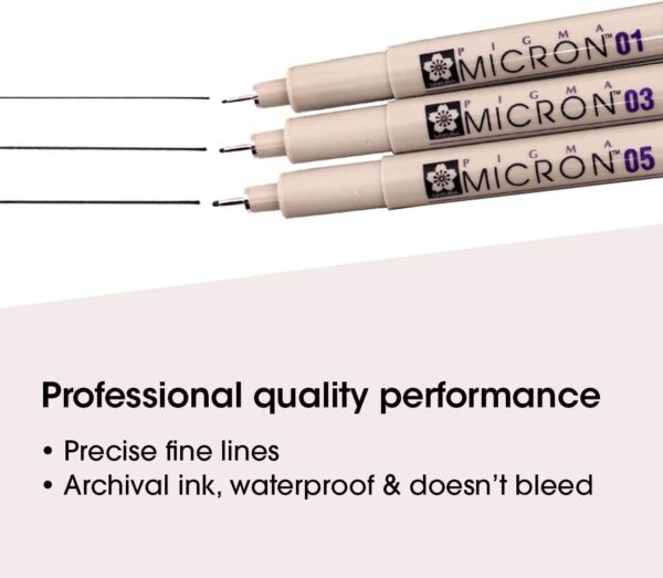Sakura 30061 3-Piece Pigma Micron Blister Card Ink Pen Set, Black - Image 4