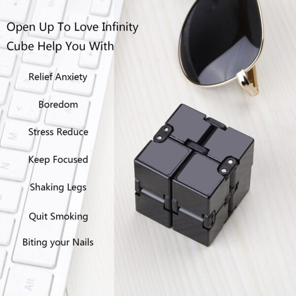 open up to love Infinity Cube Fidget Toy Hand Killing Time Prime Infinite Cube for ADD, ADHD, Anxiety, and Autism Adult and Children (Black) - Image 4