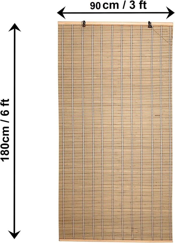 Kurtzy Bamboo Curtain Door Window Closer Shades 180cm x 90cm Protective Screen-Beige - Image 2