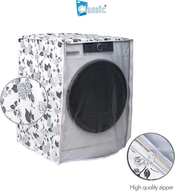Classic® Front Load Washing Machine Cover for LG 5.5 Kg, 6 Kg & 6.5 Kg (50Cmsx63Cmsx81Cms_Half White,Grey) Pack of : 1 Washing Machin Cover - Image 4