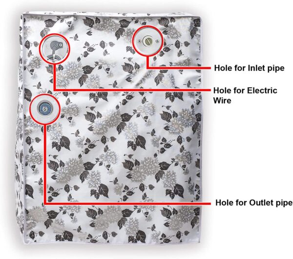 Classic® Front Load Washing Machine Cover for LG 5.5 Kg, 6 Kg & 6.5 Kg (50Cmsx63Cmsx81Cms_Half White,Grey) Pack of : 1 Washing Machin Cover - Image 5