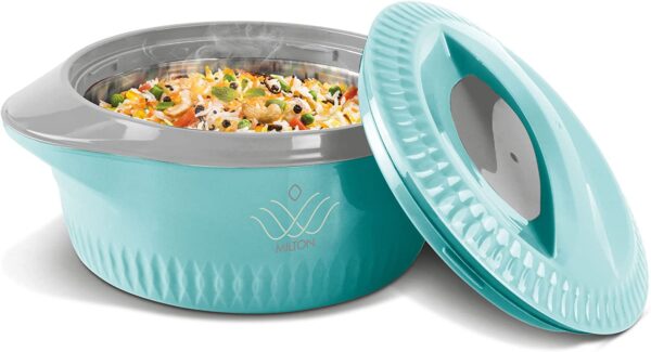 Milton Royal Jr. Insulated Inner Stainless Steel Casserole, Set of 3,(410 ml, 830 ml, 1.27 Litres), Blue | BPA Free |Food Grade | Easy to Carry | Easy to Store | Ideal For Chapatti | Roti | Curd Maker - Image 2