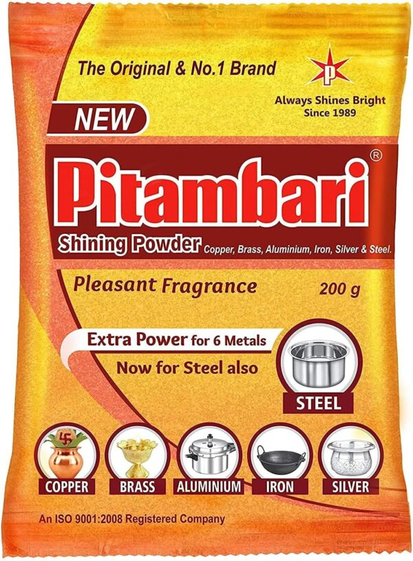 SSR Pitambari Shining Powder for 6 Types of Metals (Copper, Brass, Steel, Iron, Silver, Aluminum) 200 Grm