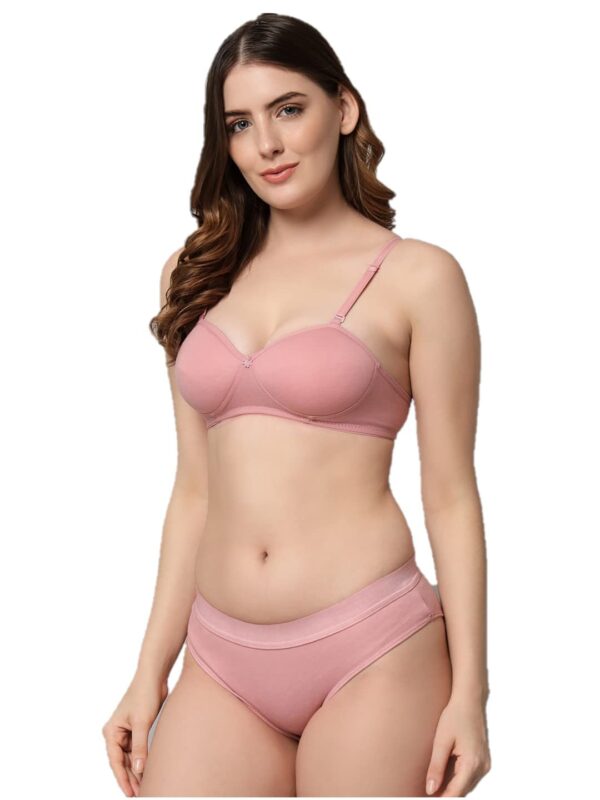 Accessorize Kingdom Women Cotton 2 Piece Bra and Panties Lingerie Set for Honeymoon | Anniversary | Everyday Bra Panty Combo (36, Pink)