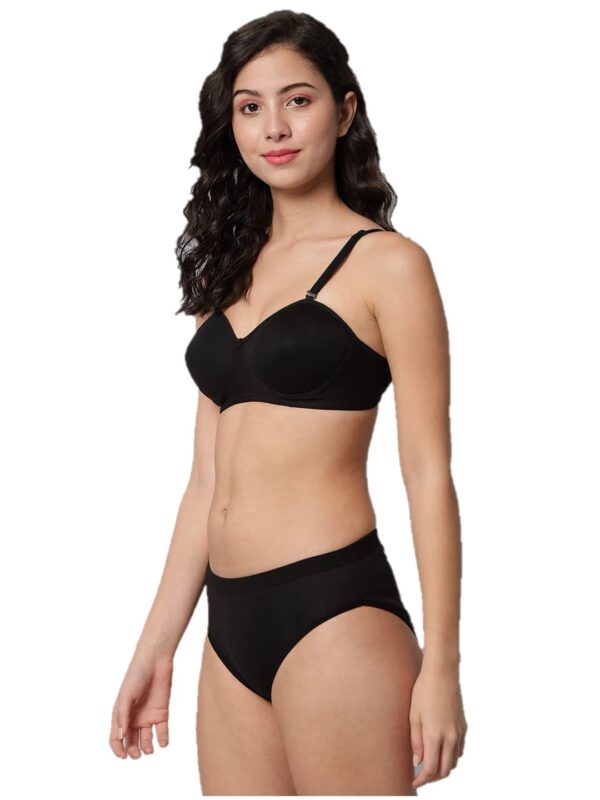 Accessorize Kingdom Women Sexy Cotton 2 Piece Bridal Bra and Panties Lingerie Set for Honeymoon | Anniversary | Everyday Bra Pant Comboy (B, Black, 30)