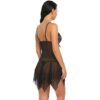 Accessorize Kingdom Women's Honeymoon Dress Lace Lingerie Set V Neck Sheer Asymmetrical Babydoll With G-String Above The Knee Night Suit (Black) Free Size - Image 2