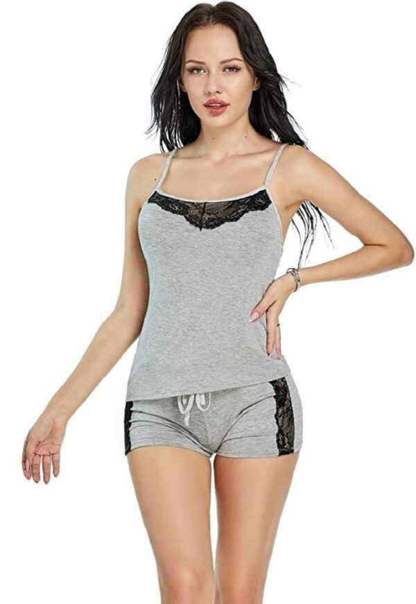 Accessorize Kingdom Women's & Girl's Polyester Blend Solid Nightwear Set Pack of 1 (194z_Grey_Free Size) - Image 2