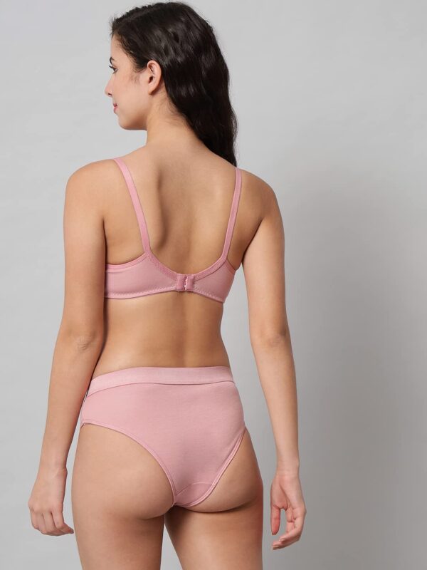 Accessorize Kingdom Women Cotton 2 Piece Maternity Nursing Bra and Panties Lingerie Set | Everyday Maternity Bra for Women Feeding Combo (B, Pink, 34) - Image 2