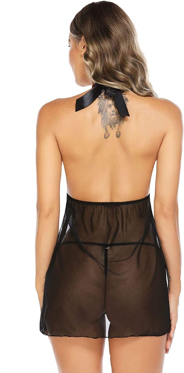 Accessorize Kingdom Women's Net Solid Above knee Babydoll (168_Black_Free Size) - Image 3