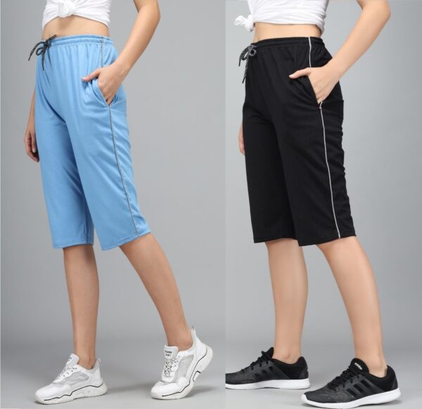 Accessorize Kingdom Women's Super Combed Cotton Elastane Stretch Slim Fit Capri Pants Shorts Sleep & Lounge Wear with Pocket (XL, Pack of 3) - Image 4
