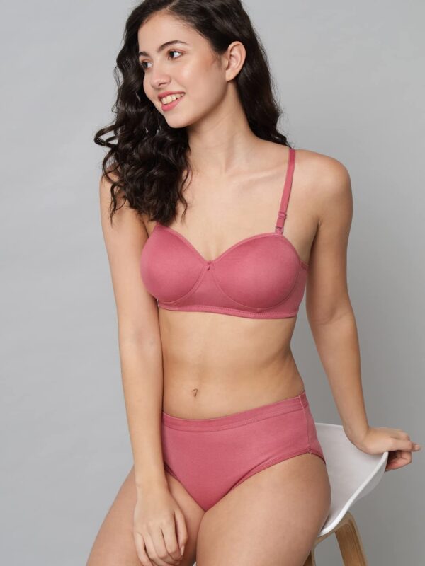 Accessorize Kingdom Women Cotton 2 Piece Bra and Panties Lingerie Set for Honeymoon | Anniversary | Everyday Bra Panty Combo (32, Navy Blue + Brown) - Image 3