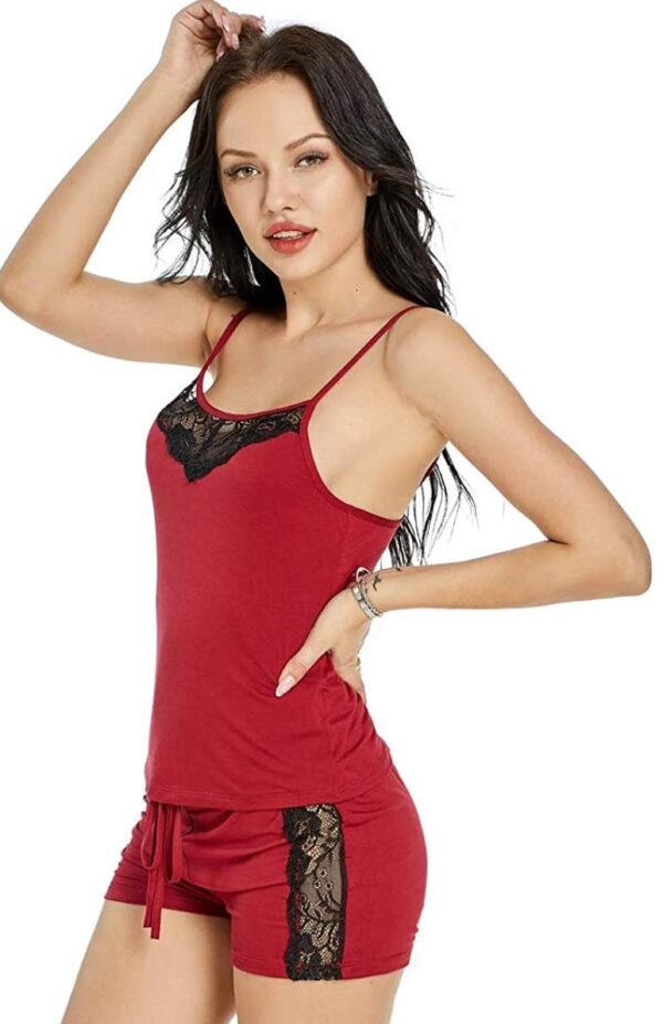 Accessorize Kingdom Women's & Girl's Polyester Blend Solid Nightwear Set Pack of 1 (194z_Wine & Red_Free Size) - Image 3