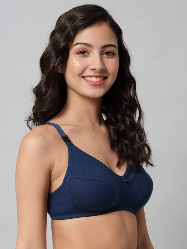 Accessorize Kingdom Women Cotton Blend Maternity Nursing Feeding Bra | Everyday Maternity Bra for Women (C, Brown & Navy Blue, 44) - Image 4