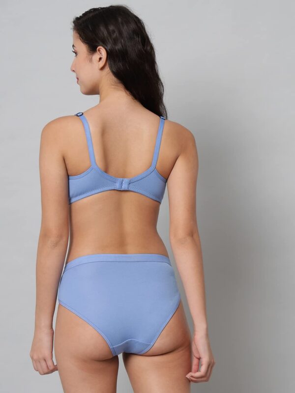 Accessorize Kingdom Women Cotton 2 Piece Maternity Nursing Bra and Panties Lingerie Set | Everyday Maternity Bra for Women Feeding Combo Pack (C, Light Blue, 32) - Image 2