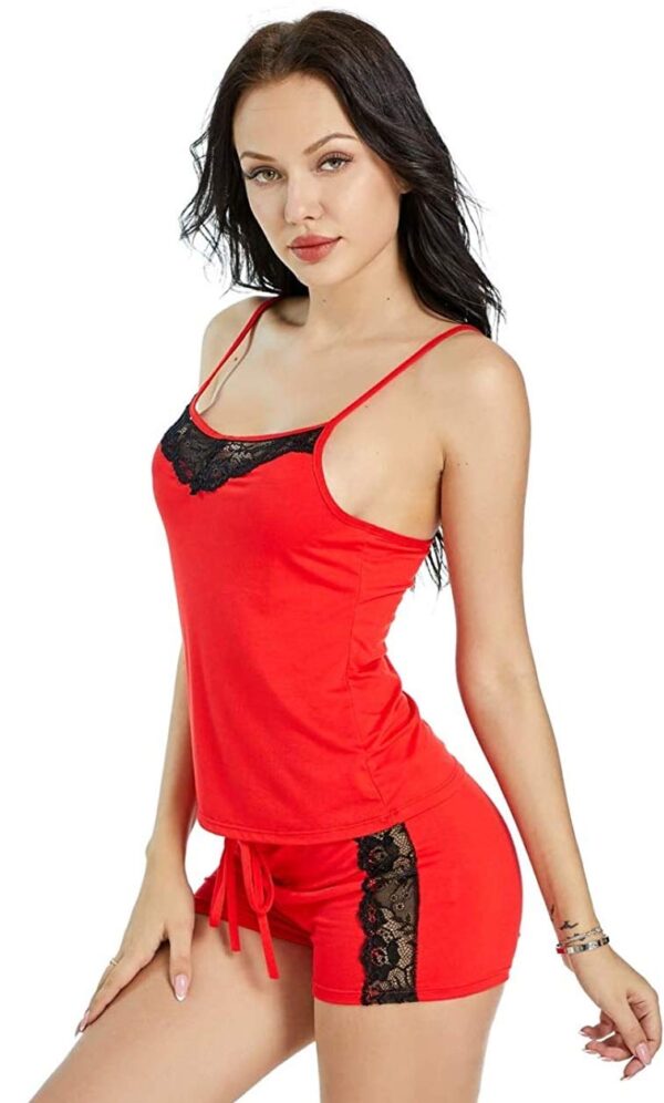 Accessorize Kingdom Women's Acrylic, Polyester Solid Above Knee Babydoll Nighty (196_Red_XL) - Image 3