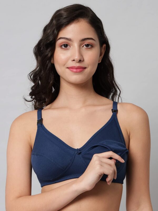 Accessorize Kingdom Women Cotton Blend Maternity Nursing Feeding Bra | Everyday Maternity Bra for Women (C, Light Blue & Navy Blue, 34) - Image 2