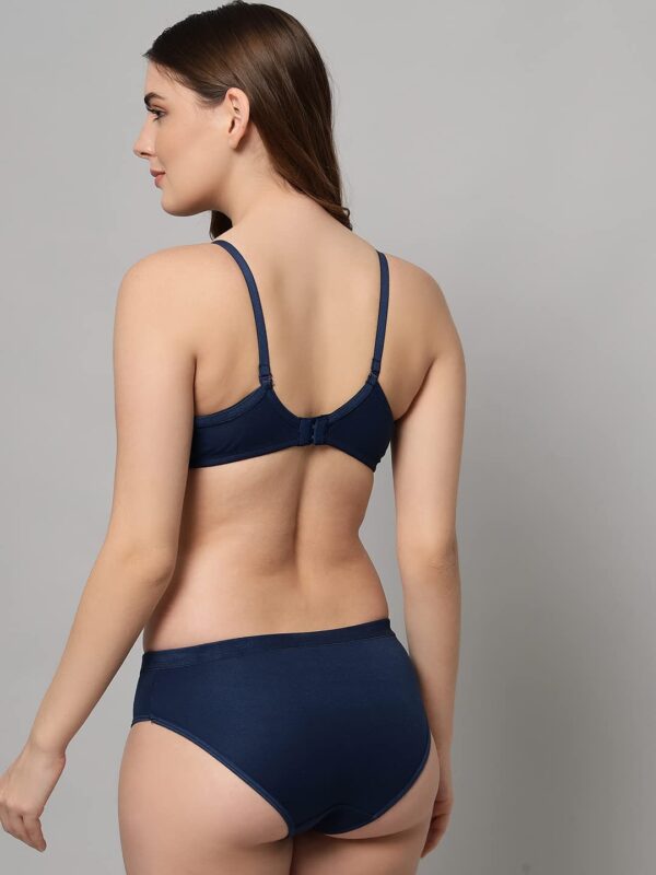 Accessorize Kingdom Women Cotton 2 Piece Bra and Panties Lingerie Set for Honeymoon | Anniversary | Everyday Bra Panty Combo (32, Navy Blue) - Image 2