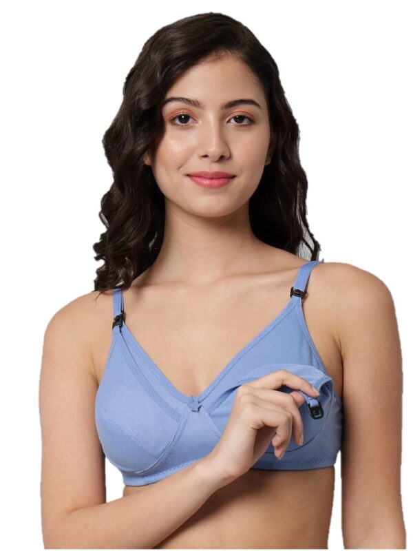 Accessorize Kingdom Women Cotton Blend Maternity Nursing Feeding Bra | Everyday Maternity Bra for Women (C, Light Blue, 34)