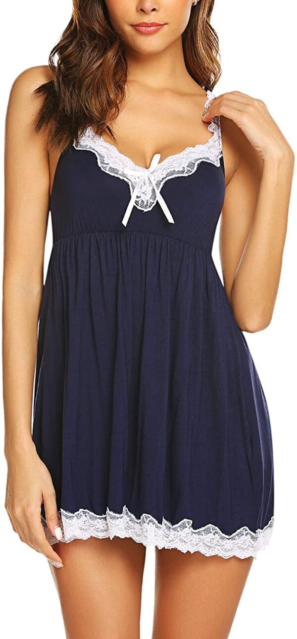 Accessorize Kingdom Women's Polyester Solid Above The Knee Night Gown (244_Navy Blue_Free Size) - Image 4