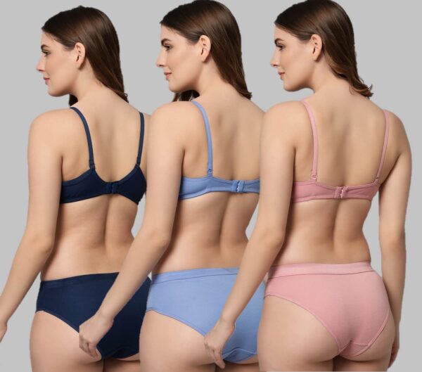 Accessorize Kingdom Women Cotton 2 Piece Bra and Panties Lingerie Set for Honeymoon | Anniversary | Everyday Bra Panty Combo (30, Pack of 3) - Image 2