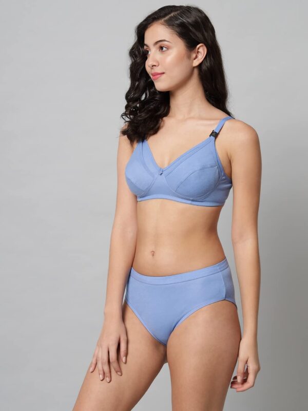 Accessorize Kingdom Women Cotton 2 Piece Maternity Nursing Bra and Panties Lingerie Set | Everyday Maternity Bra for Women Feeding Combo Pack (C, Light Blue, 32) - Image 3