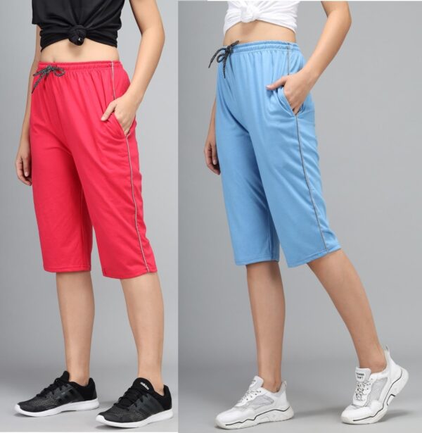 Accessorize Kingdom Women's Super Combed Cotton Elastane Stretch Slim Fit Capri Pants Shorts Sleep & Lounge Wear with Pocket (XL, Pack of 3) - Image 3