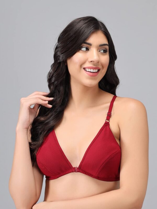 Accessorize Kingdom Women's Cotton Non-Padded Wire Free Regular T-Shirt Bra (Black, Maroon & Rose Red, Pack of 3, B, 38) - Image 2