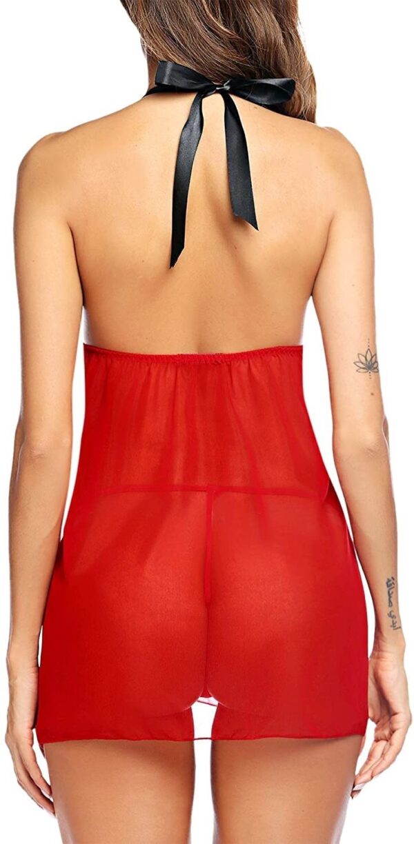 Accessorize Kingdom Women Net Plain Above Knee Baby Doll (168_Red_Free Size) - Image 4