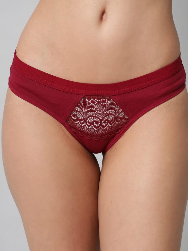 Accessorize Kingdom Women Sexy Lingerie Set Cotton Lace 2 Piece Bra and Panty Sets for Honeymoon | Anniversary (40B, Maroon) - Image 4