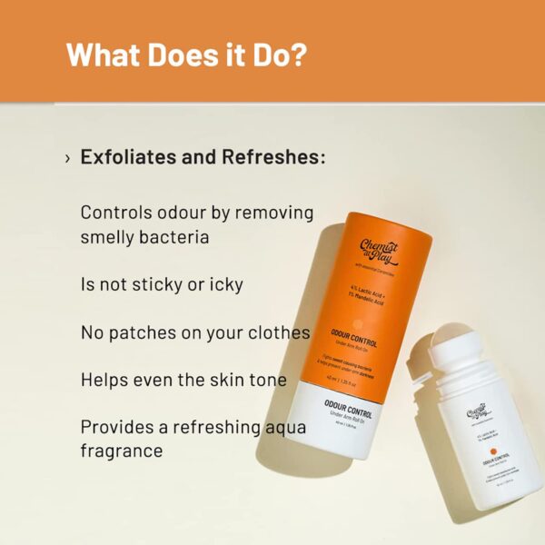 Chemist at Play UnderArm Roll-On with 5% AHA, Lactic Acid & 1% Mandelic Acid | Prevents Body Odour, Brightens Skin & Exfoliates Underarm | For Sensitive Skin | Aqua Fragrance | Alcohol Free - 40ml - Image 2