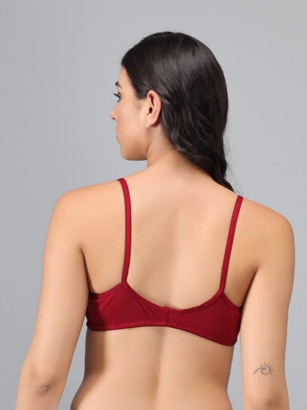 Accessorize Kingdom Women's Cotton Non-Padded Wire Free Regular T-Shirt Bra (Black, Maroon & Rose Red, Pack of 3, B, 38) - Image 4
