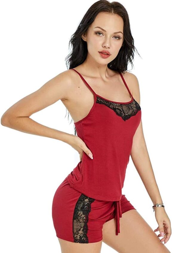 Accessorize Kingdom Women's & Girl's Polyester Blend Solid Nightwear Set Pack of 1 (194z_Wine & Red_Free Size) - Image 2
