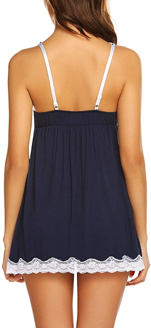 Accessorize Kingdom Women's Polyester Solid Above The Knee Night Gown (244_Navy Blue_Free Size) - Image 2