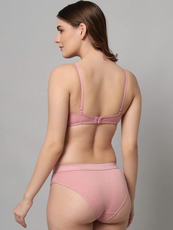 Accessorize Kingdom Women Cotton 2 Piece Bra and Panties Lingerie Set for Honeymoon | Anniversary | Everyday Bra Panty Combo (36, Pink) - Image 2