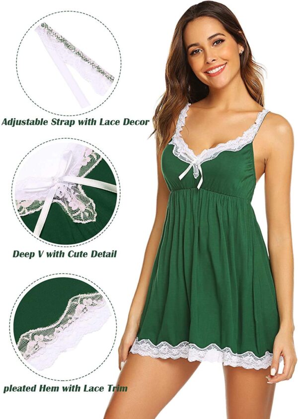 Accessorize Kingdom Women's Lycra & Polyester Above Knee Honeymoon | Maternity Babydoll Nightwear (Free Size, Green) - Image 3