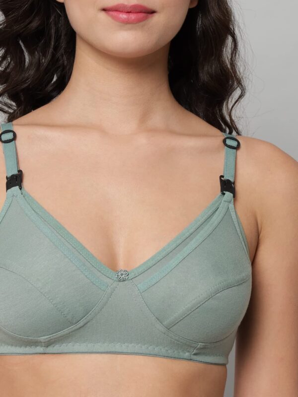 Accessorize Kingdom Women Cotton 2 Piece Maternity Nursing Bra and Panties Lingerie Set | Everyday Maternity Bra for Women Feeding Combo (B, Light Green, 34) - Image 4
