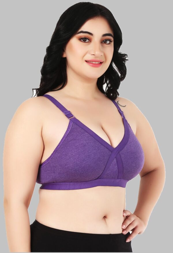 Accessorize Kingdom Full Support Minimizer Cotton Bra for Women, Everyday T-Shirt Pushup Heavy Breast | Bust Plus Size Bra (C, Brown, Red & Purple, 40) - Image 4