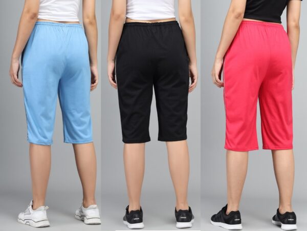 Accessorize Kingdom Women's Super Combed Cotton Elastane Stretch Slim Fit Capri Pants Shorts Sleep & Lounge Wear with Pocket (XL, Pack of 3) - Image 2