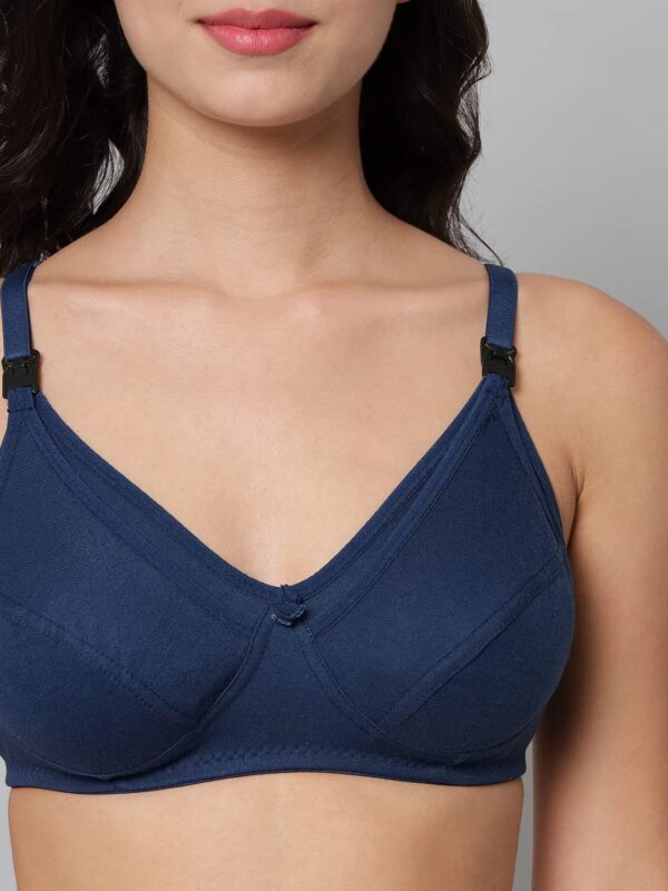 Accessorize Kingdom Women Cotton 2 Piece Maternity Nursing Bra and Panties Lingerie Set | Everyday Maternity Bra for Women Feeding Combo Pack (C, Navy & Light Blue, 36) - Image 4