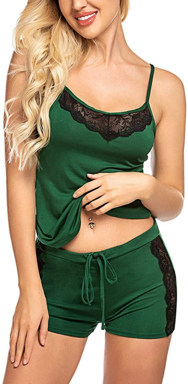 Accessorize Kingdom Women's Polyester Blend Solid Above The Knee Babydoll Lingerie (195_Green_Free Size)