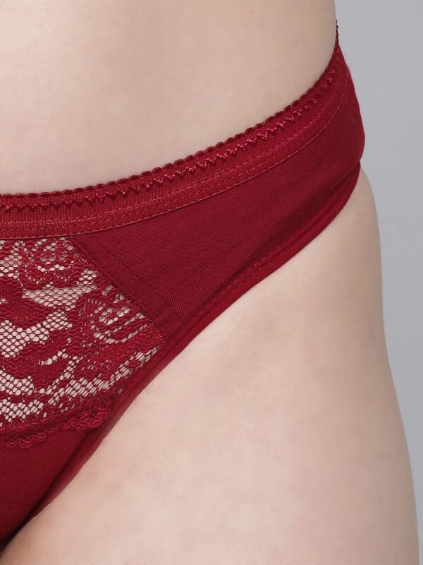 Accessorize Kingdom Women’s Cotton 3 Bras, 3 Panty Set, Sexy Lingerie for Honeymoon-Pack of 3. (36, Maroon-Pack of 1) - Image 3