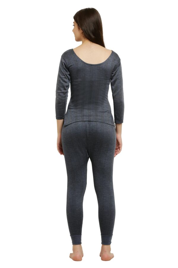 Accessorize Kingdom Slim Fit Low-Neck Thermal 3 Quarter Sleeved Top and Pyjama Set for Women (XX-Large, Blue) - Image 3