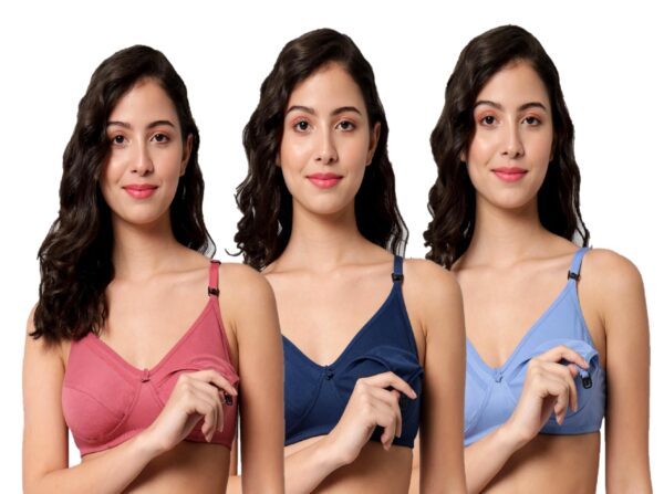 Accessorize Kingdom Women Cotton 2 Piece Maternity Nursing Bra and Panties Lingerie Set | Everyday Maternity Bra for Women Feeding Combo Pack (C, Coral, 40)
