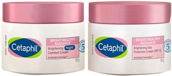 Cetaphil Brightening Day and Night Protection Cream, White, 50 ml Combo