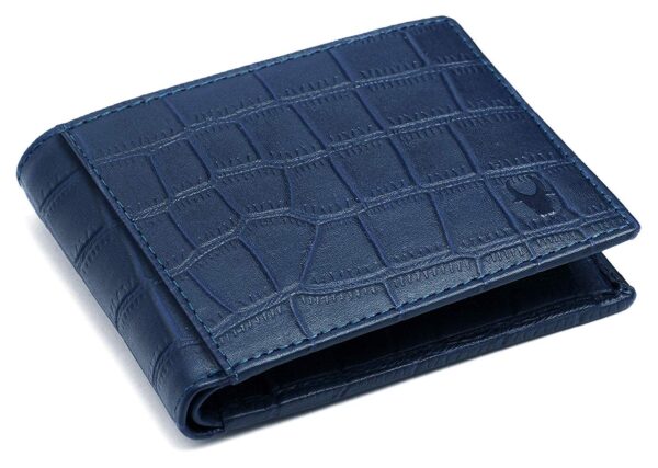WildHorn Blue Leather Wallet for Men I 9 Card Slots I 2 Currency & Secret Compartments I 1 Zipper & 3 ID Card Slots
