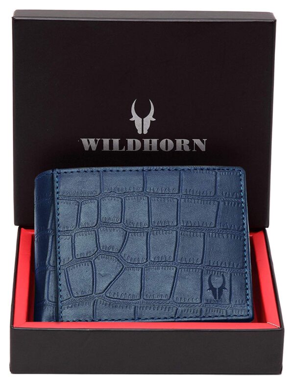 WildHorn Blue Leather Wallet for Men I 9 Card Slots I 2 Currency & Secret Compartments I 1 Zipper & 3 ID Card Slots - Image 2