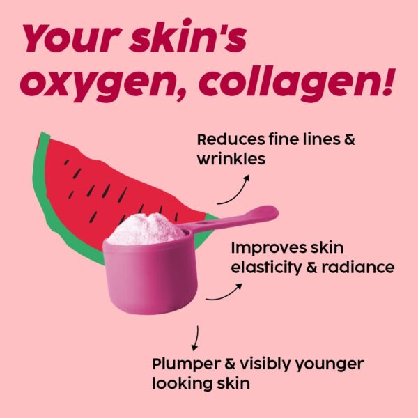 Employment Hours Collagen Supplement Powder to support Skin Elasticity, Firmness & Youthful Glow | 100% Plant-based with Hyaluronic Acid & Vitamin C | For Women & Men | Watermelon Flavour, Pack of 1 - Image 4